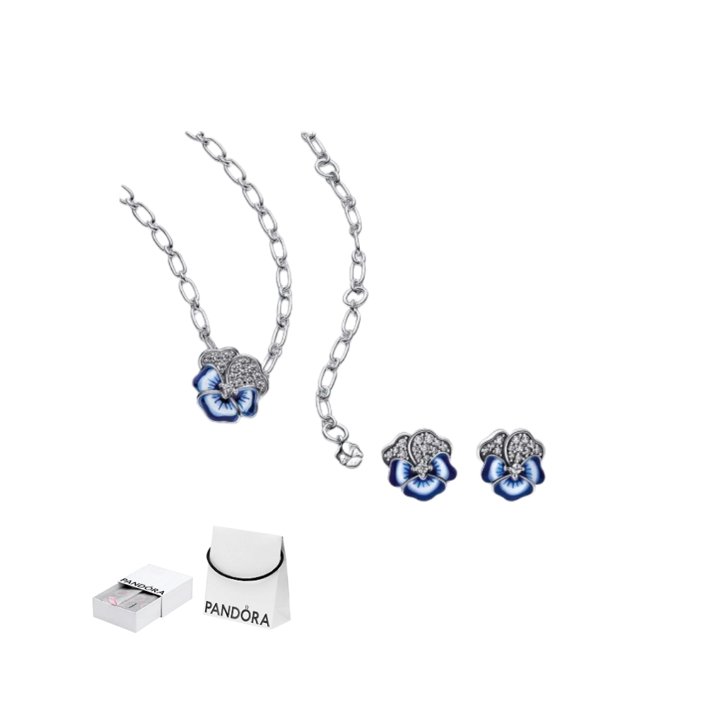 Set flor pensamiento azul