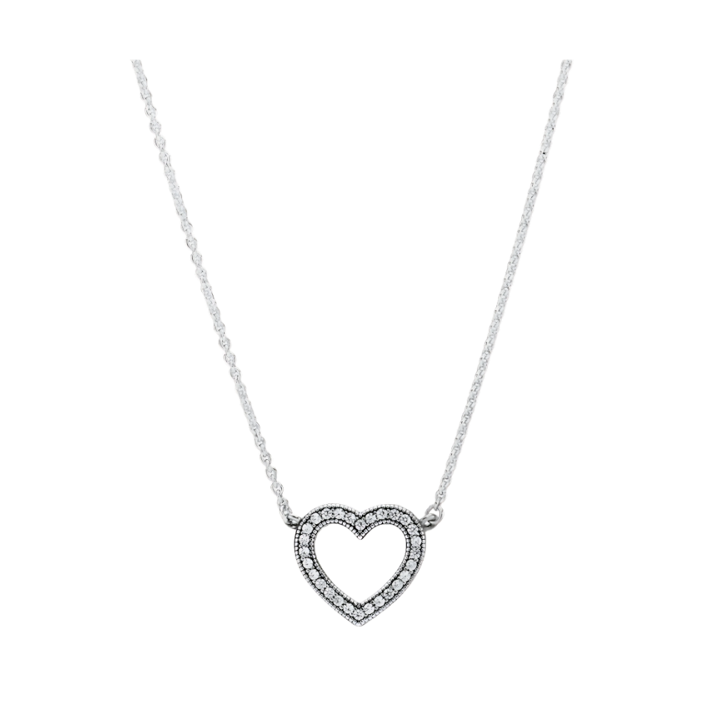 Collar de circonita cúbica de corazón abierto brillante