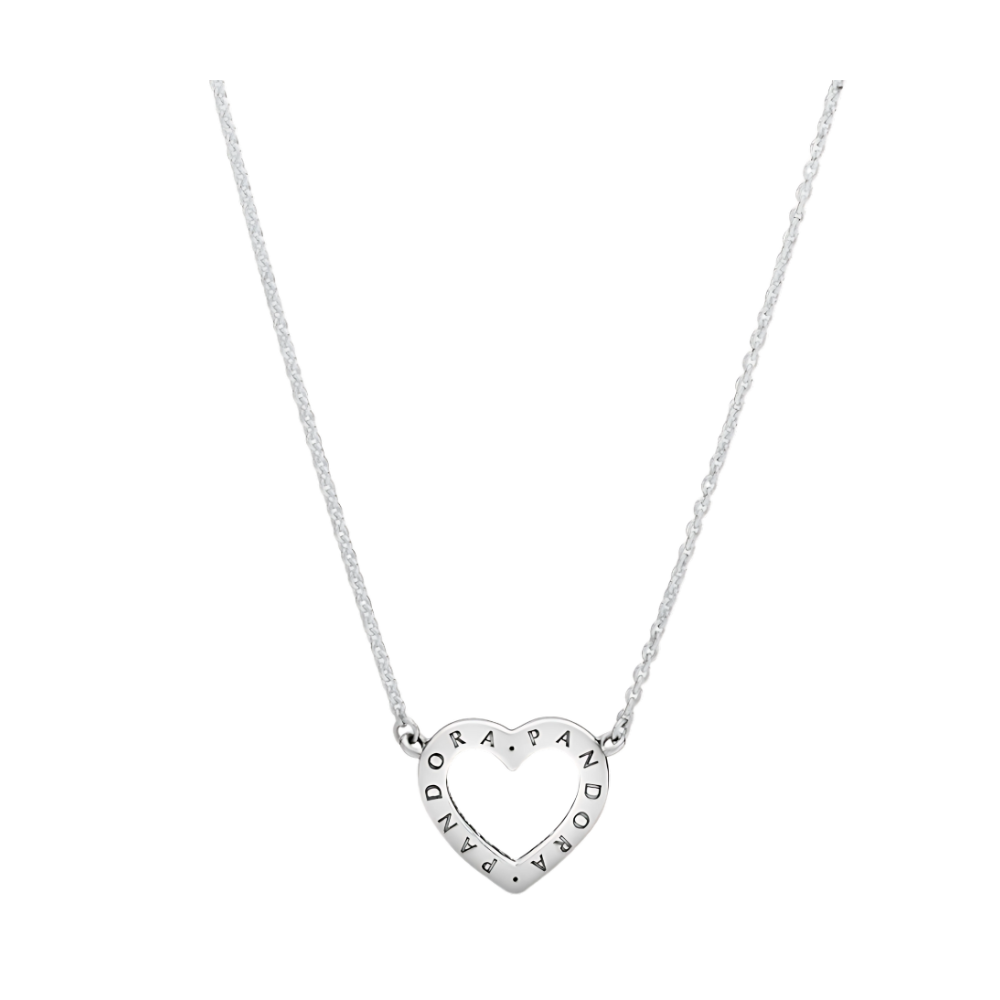 Collar de circonita cúbica de corazón abierto brillante