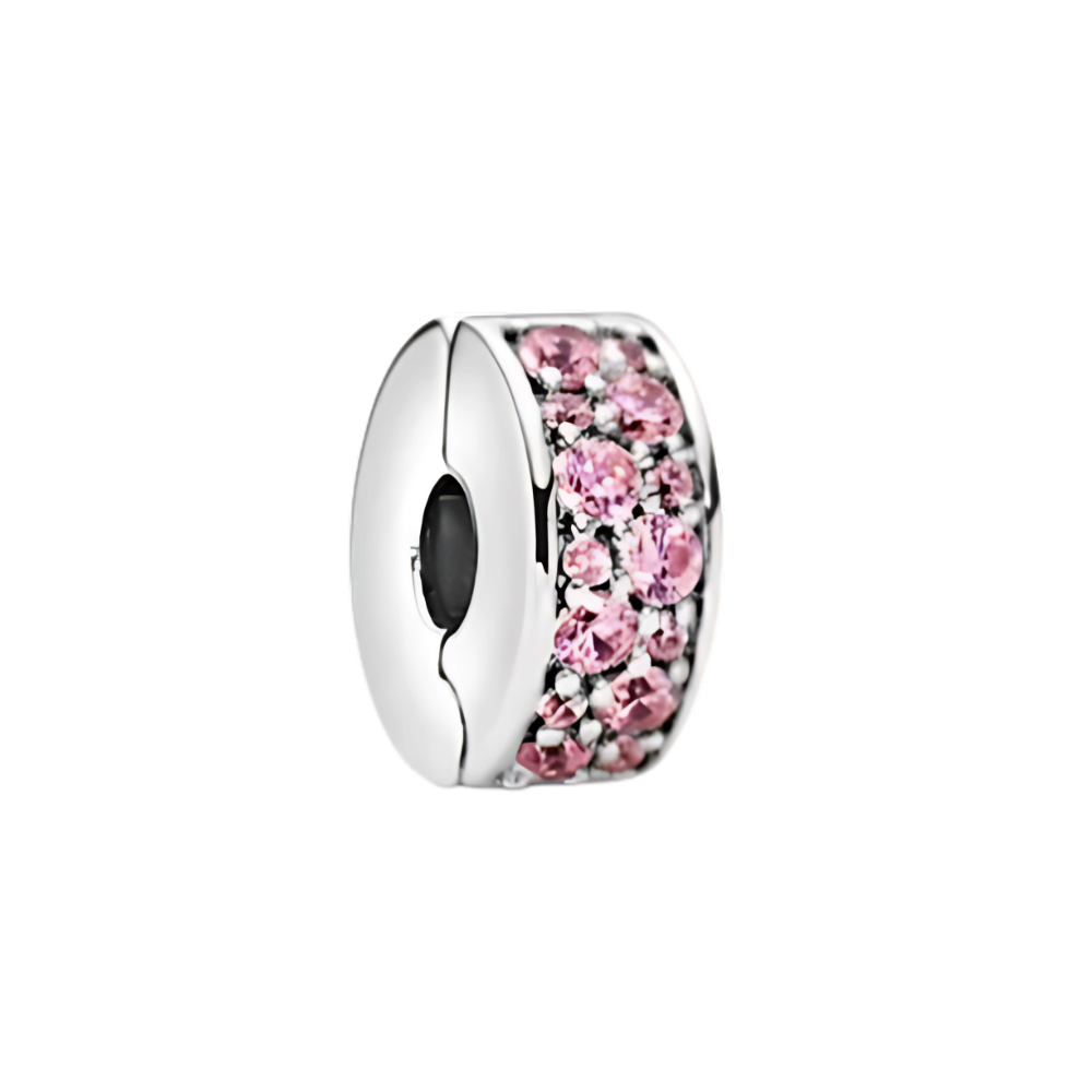 Charm clip brillos rosas