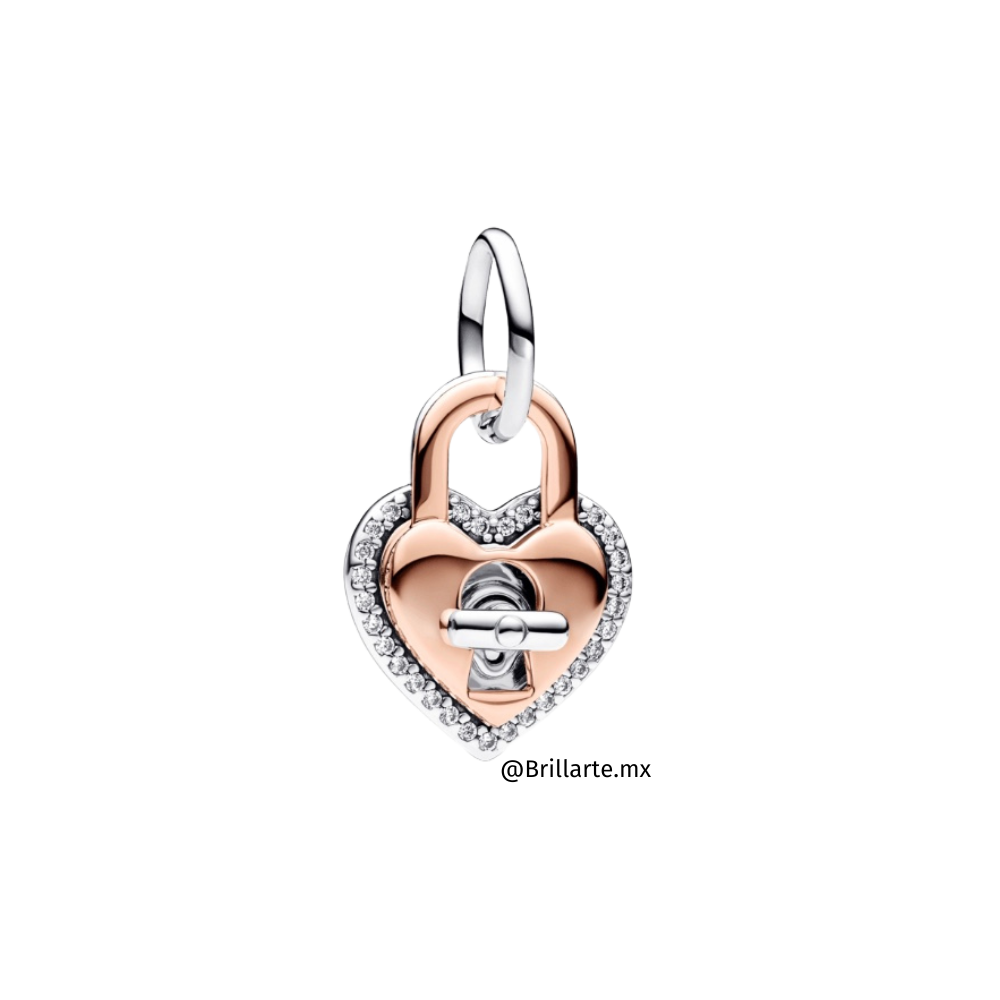 Charm corazón candado giratorio