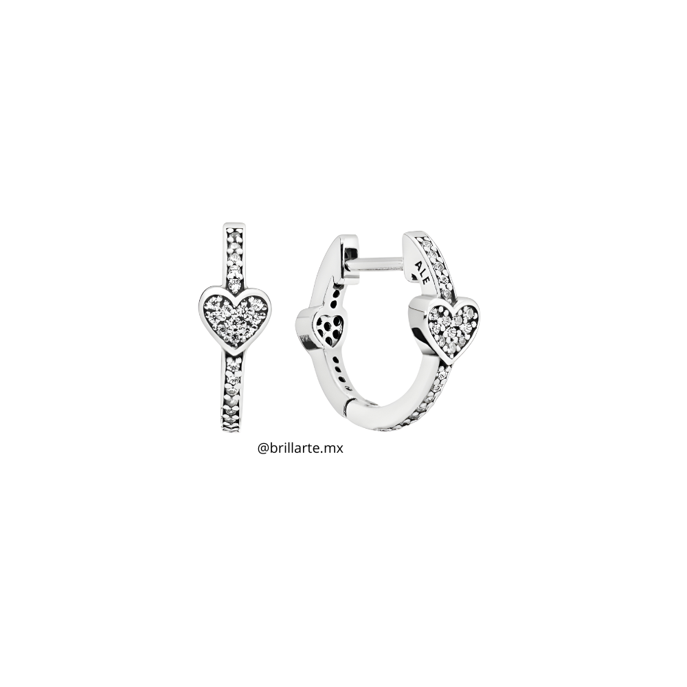 Aretes de aro corazón brillantes