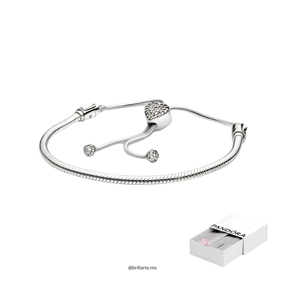 Brazalete broche deslizante corazón con logo