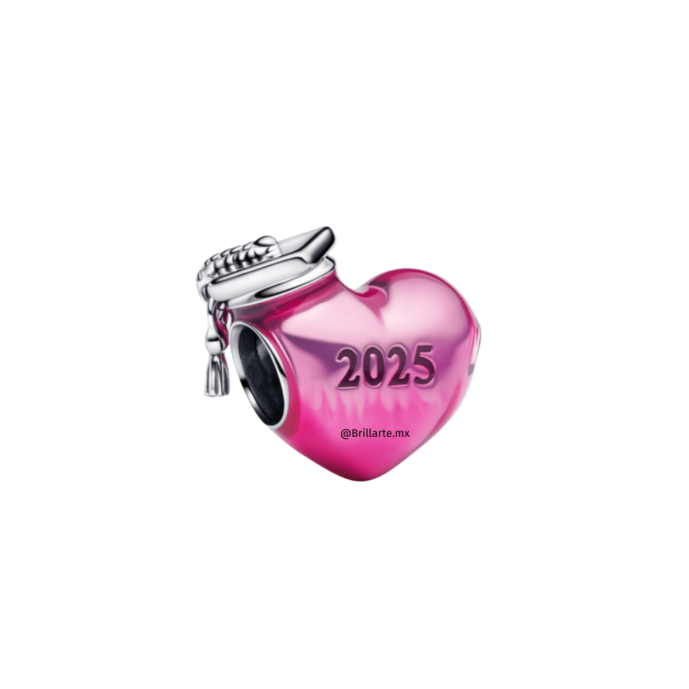 Charm corazón rosa 2025 con empaque