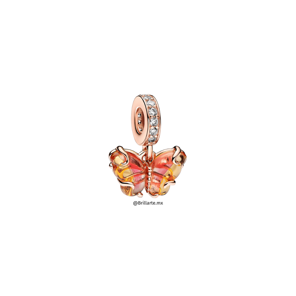 Charm mariposa colgante amarilla con naranja