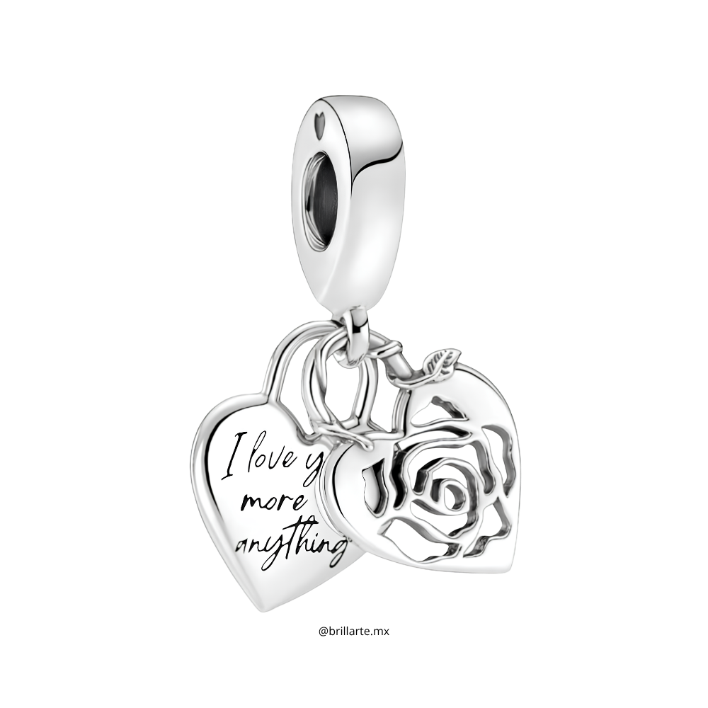 Charm colgante Candado del corazón con rosa