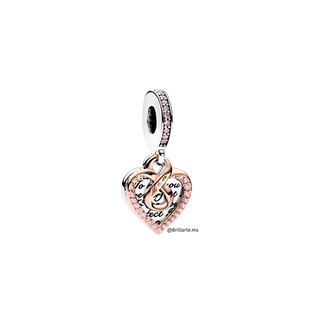 Charm colgante doble corazón Mom