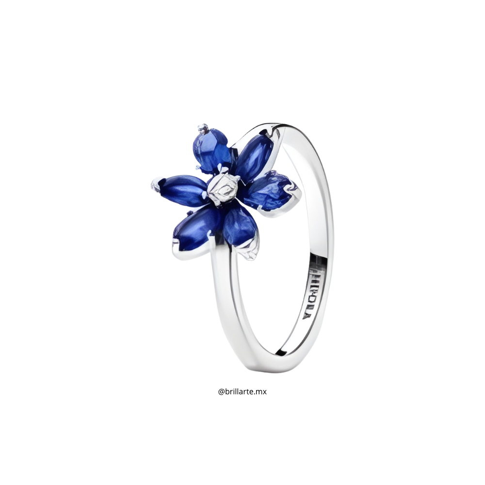 Anillo flor azul
