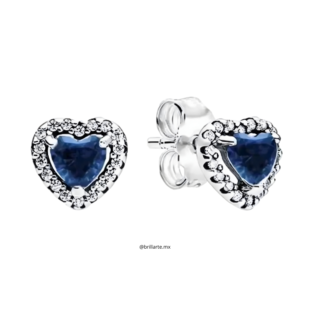 Aretes corazón azul marino