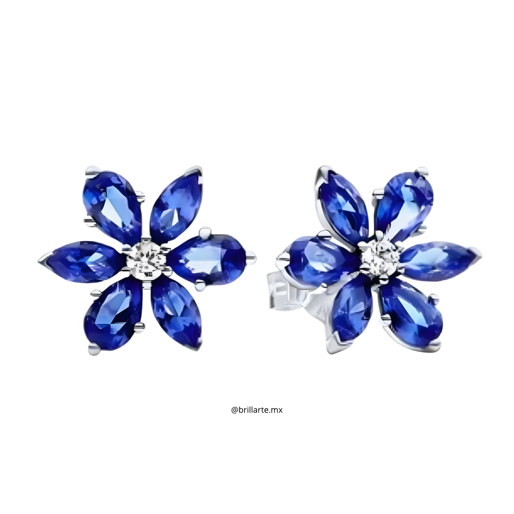 Aretes flor azul