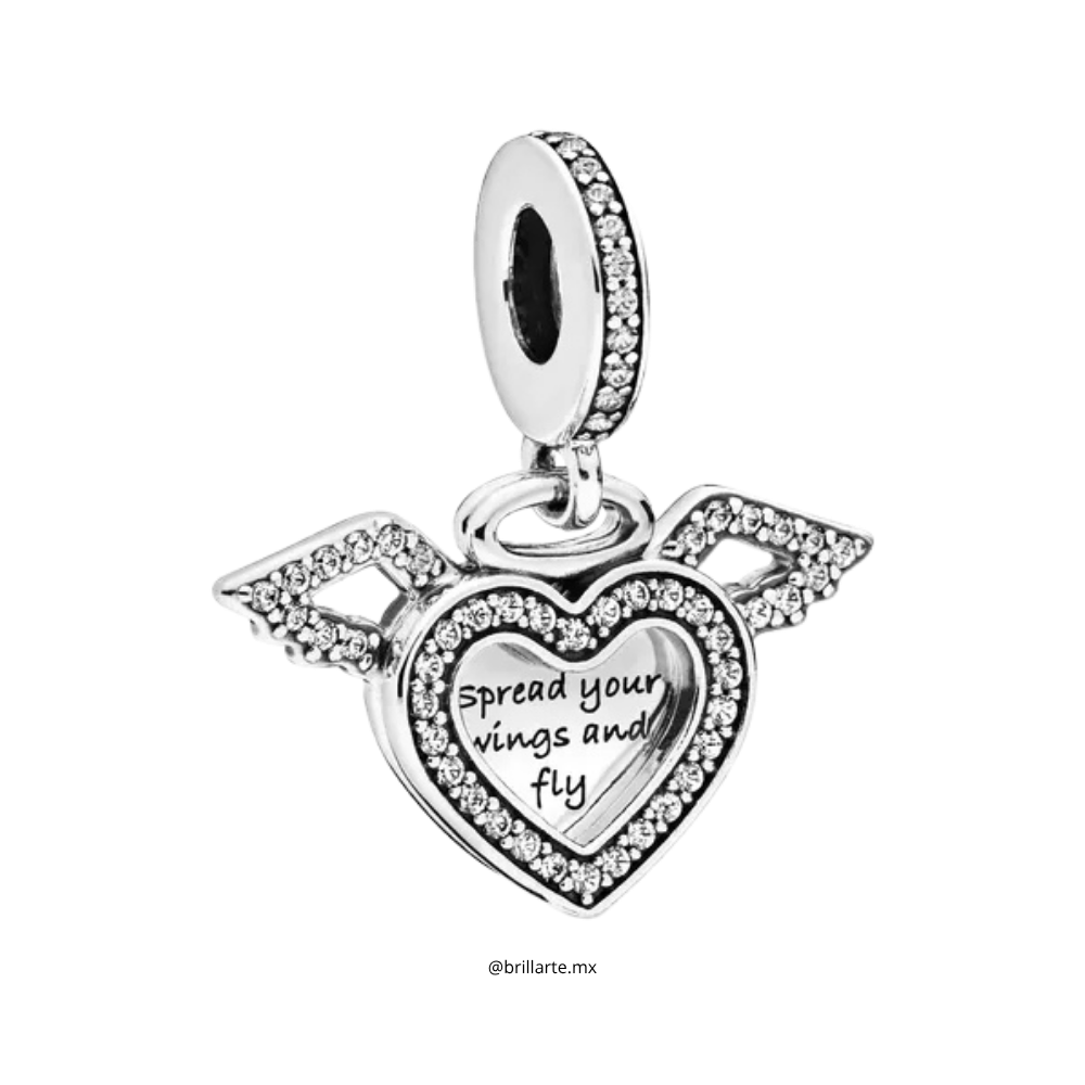 Charm colgante Corazón y alas de ángel