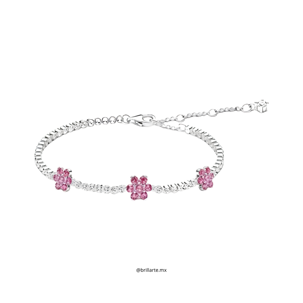 Brazalete de tenis flores rosadas