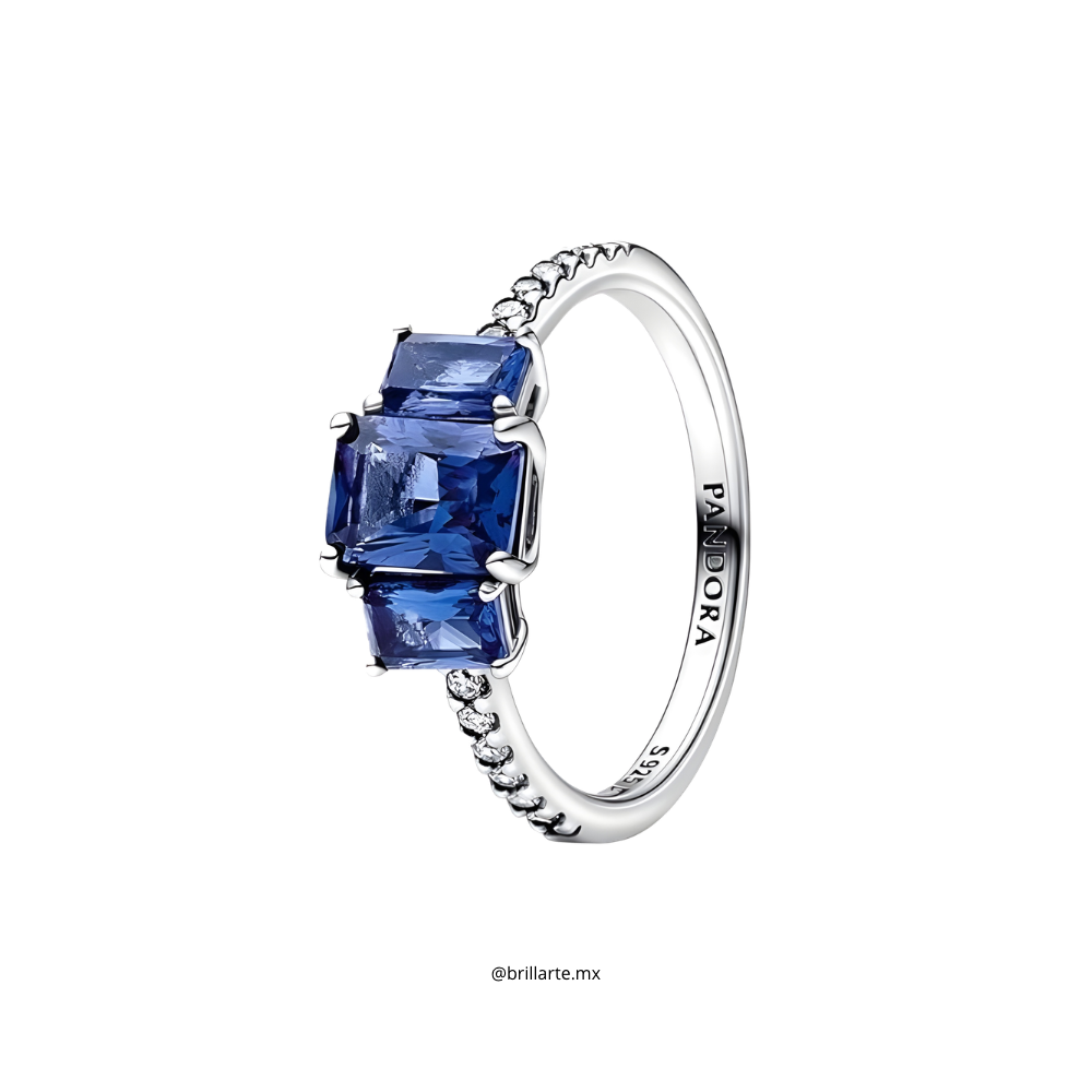 Anillo triple cuadrado azul