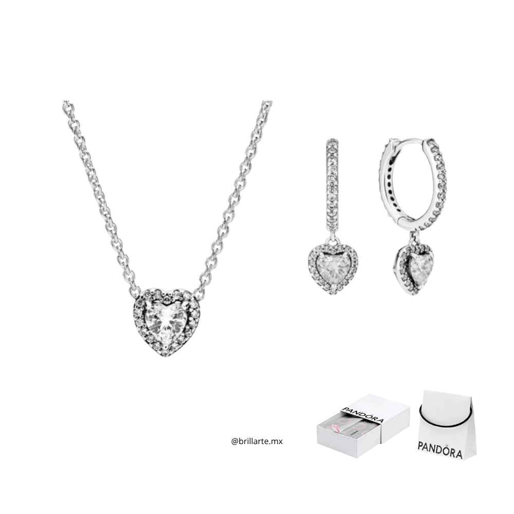 Set collar + aretes corazón resplandeciente