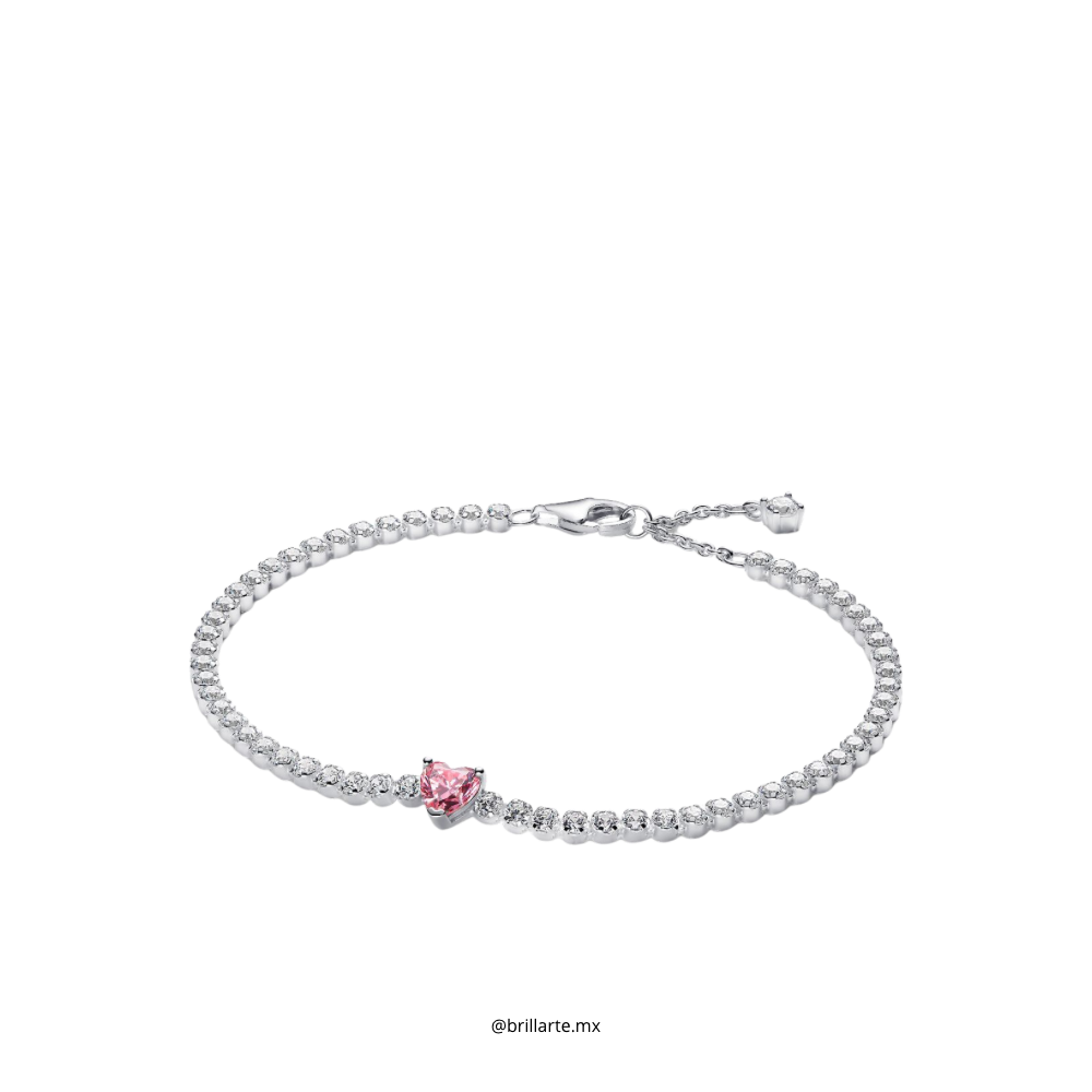 Brazalete de tenis corazón rosa