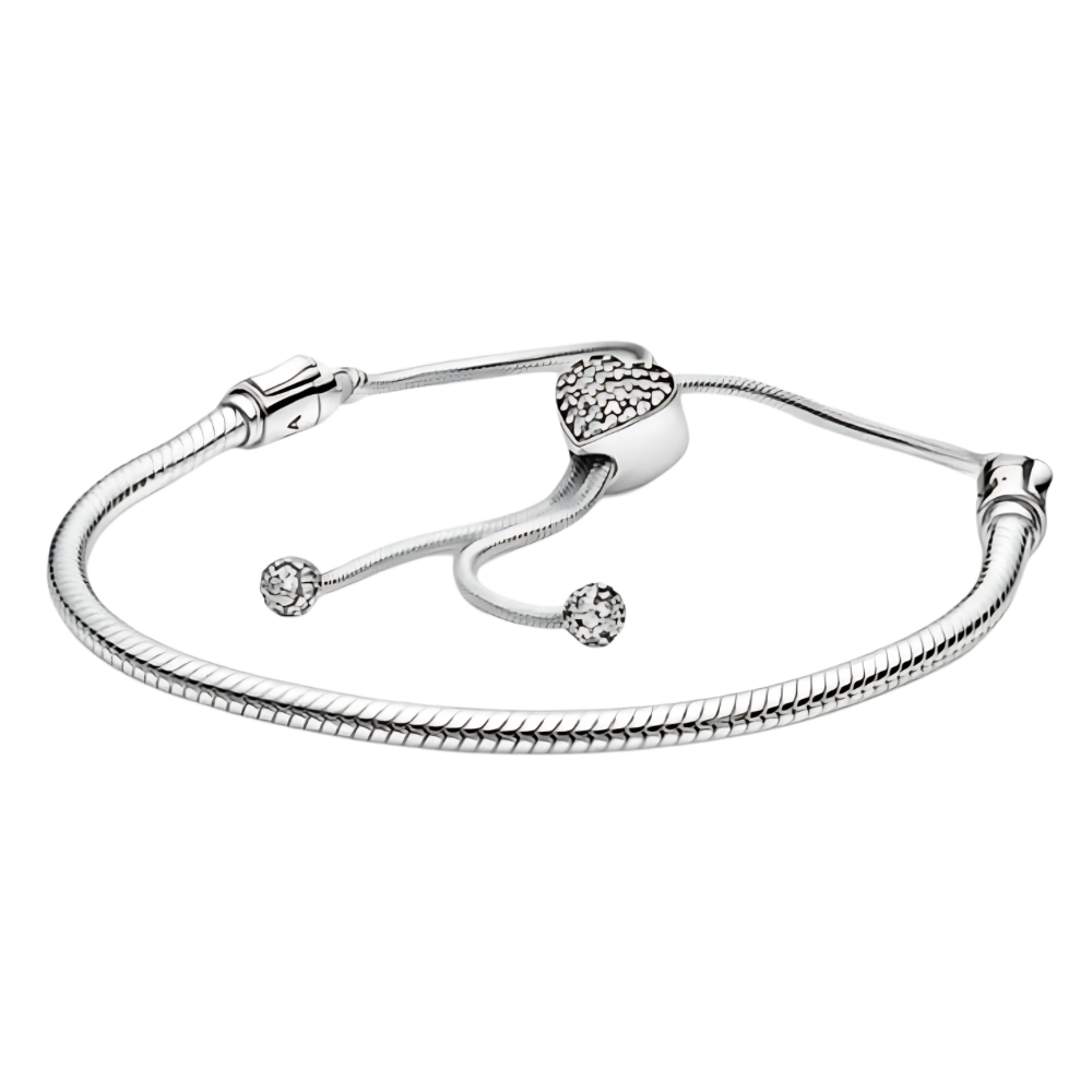 Brazalete broche deslizante corazón con logo