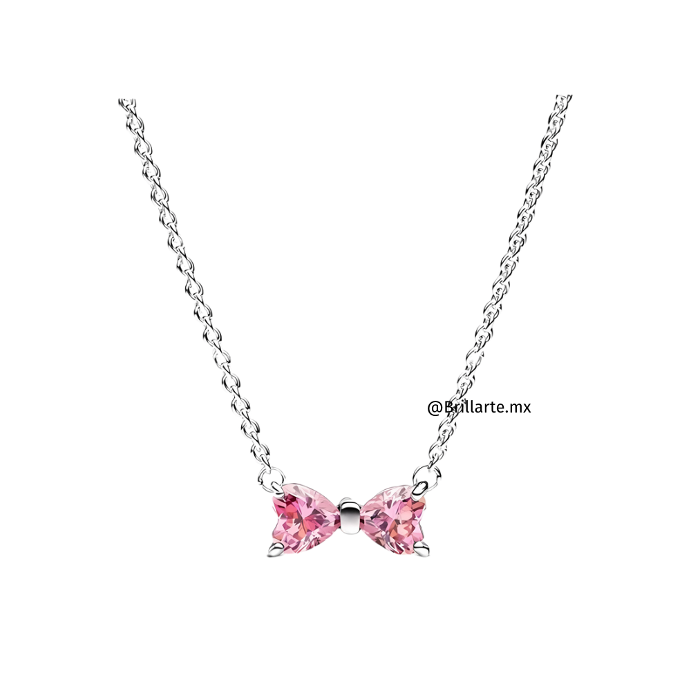 Collar moño rosa