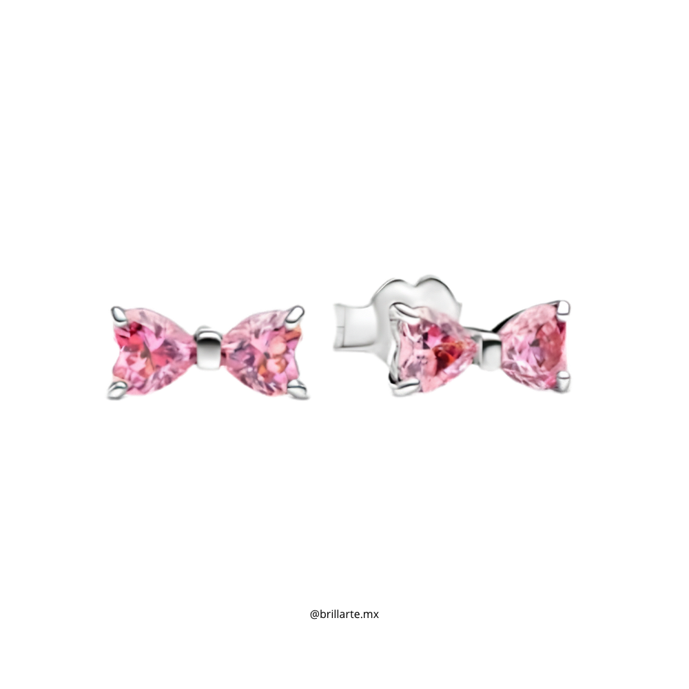 Aretes de botón Moño Rosa