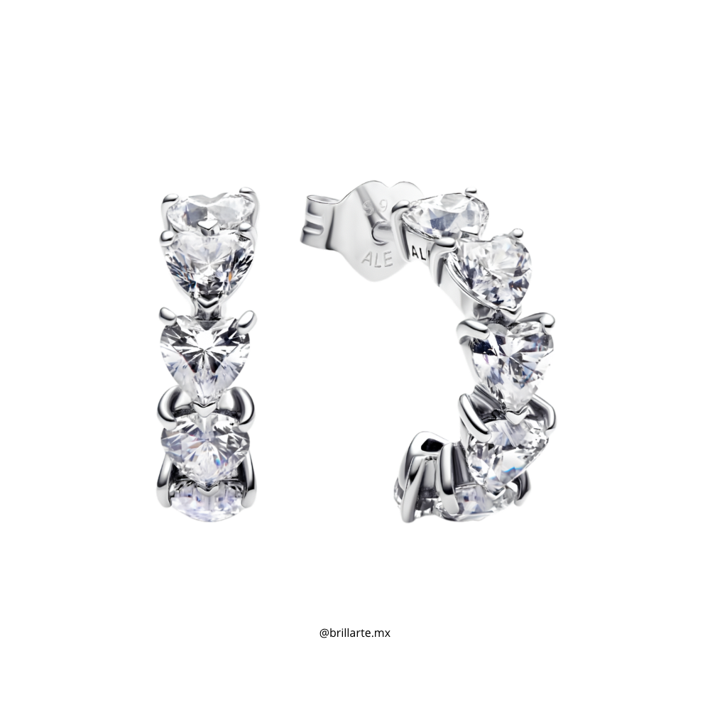 Aretes de aro Abiertos Corazones Brillantes