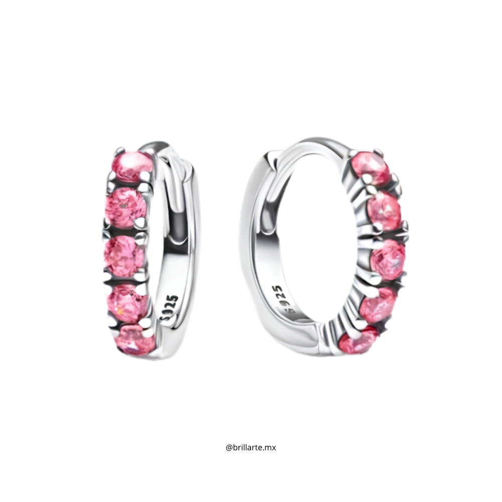Aretes Huggie rosa