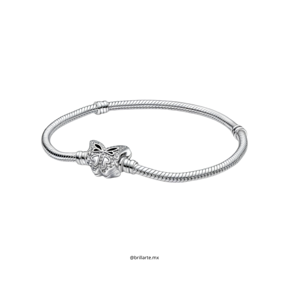 Brazalete cadena de serpiente con broche mariposa
