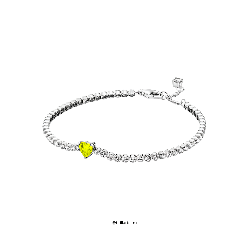 Brazalete de tenis corazón amarillo