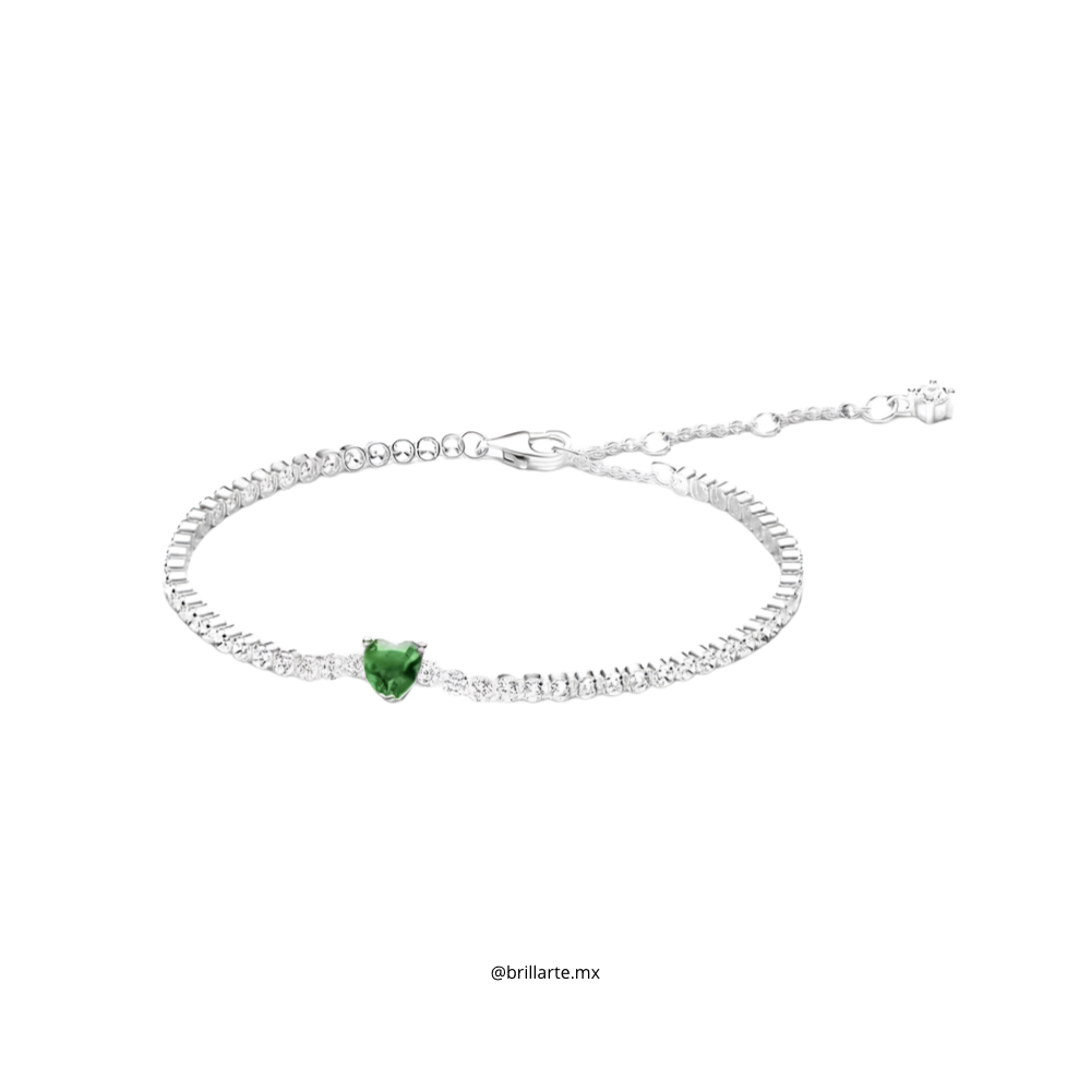 Brazalete de tenis corazón verde