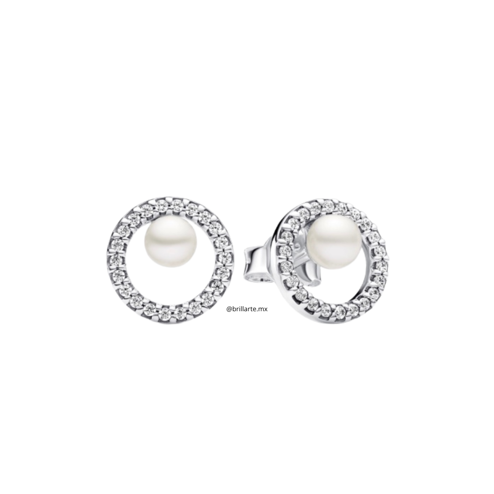 Aretes perlas y zirconias