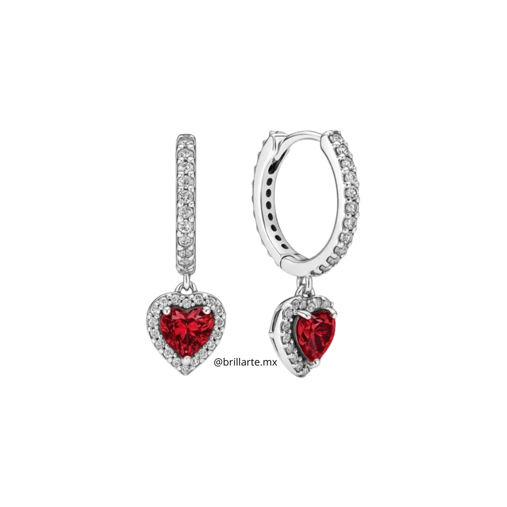 Aretes corazón rojo