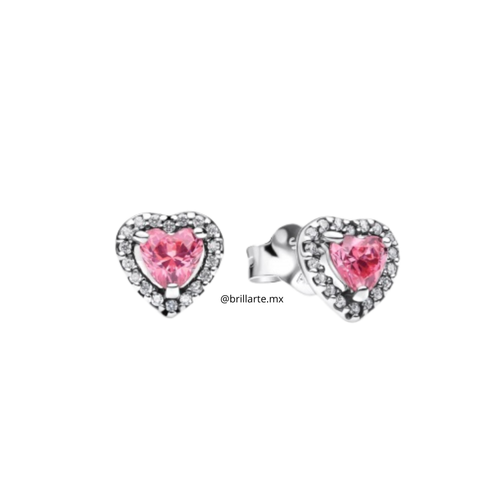 Aretes corazón rosa