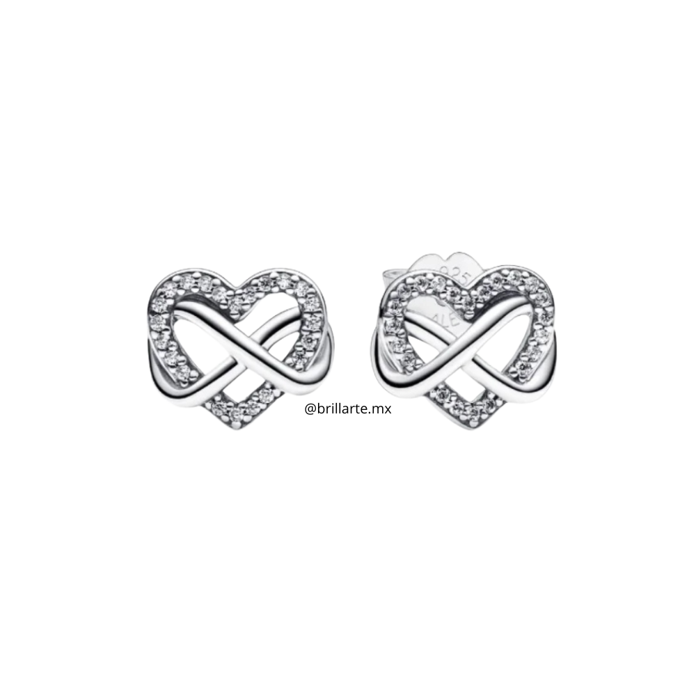 Aretes corazón infinito brillante