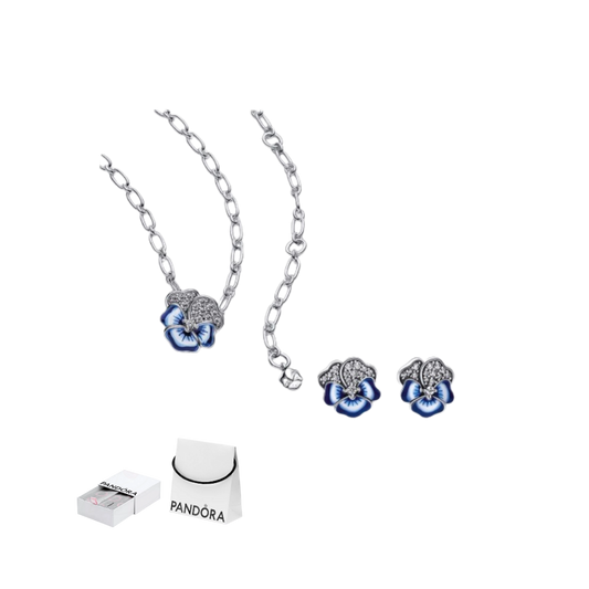 Set flor pensamiento azul