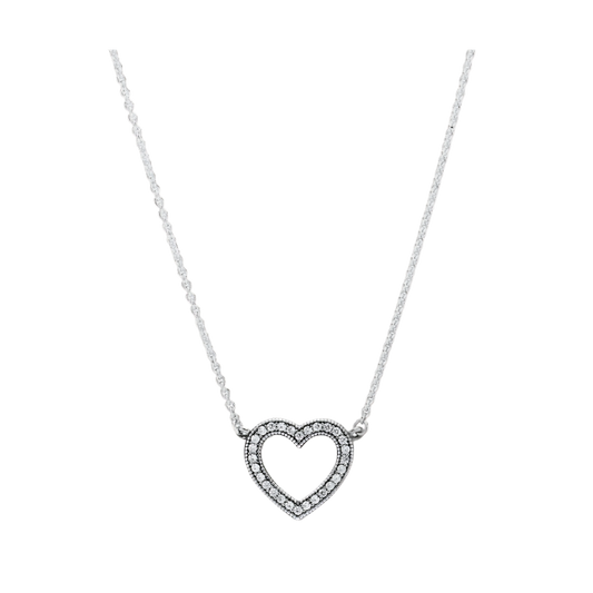 Collar de circonita cúbica de corazón abierto brillante