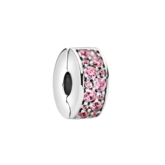 Charm clip brillos rosas