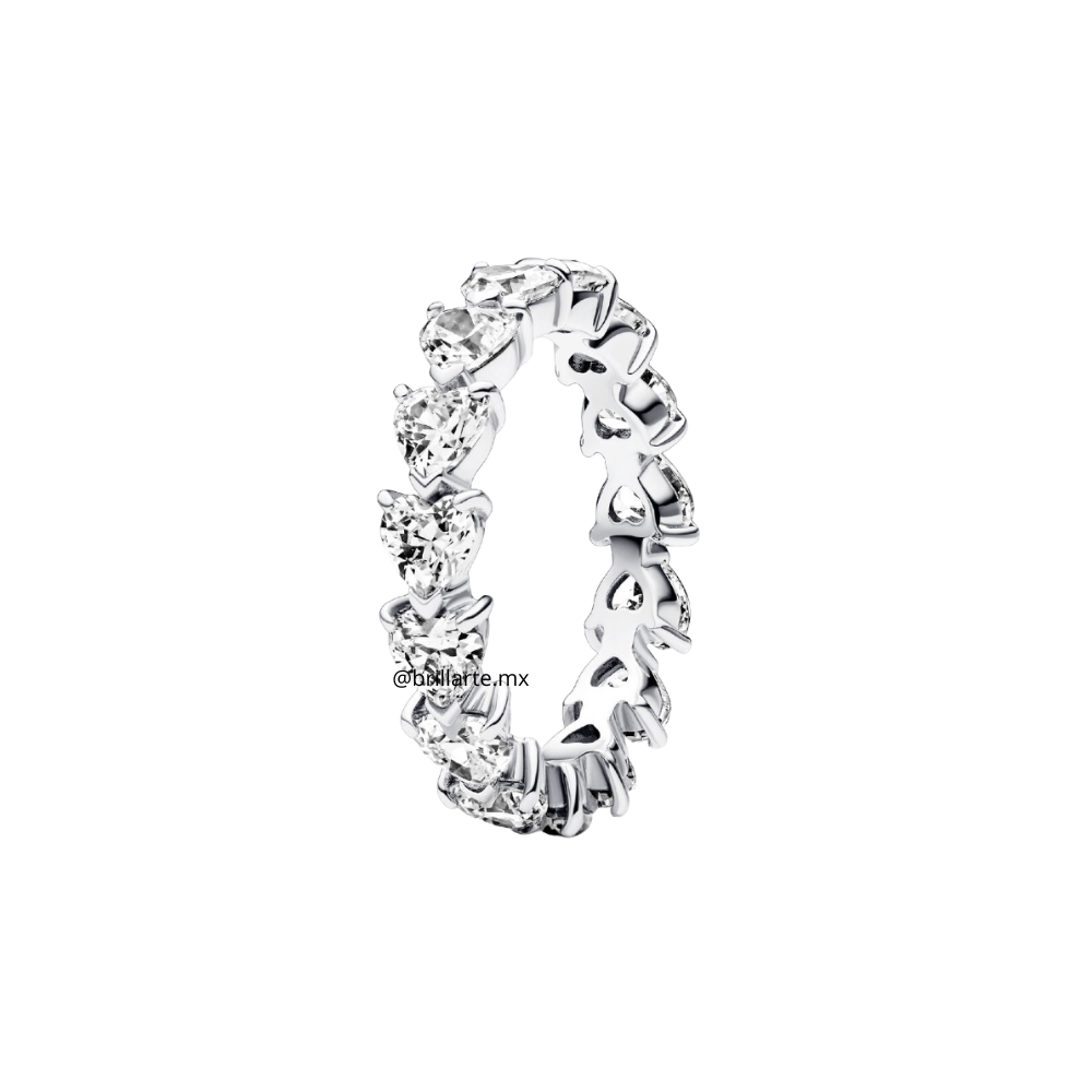 Anillo eternidad fila de corazones