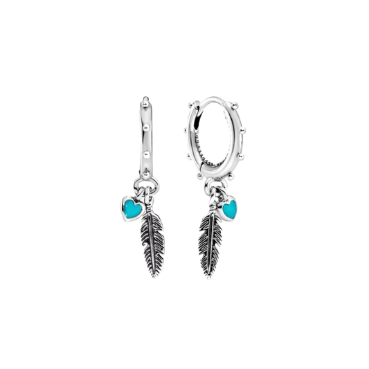 Aretes pluma espirituales con corazón