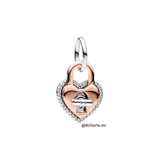 Charm corazón candado giratorio