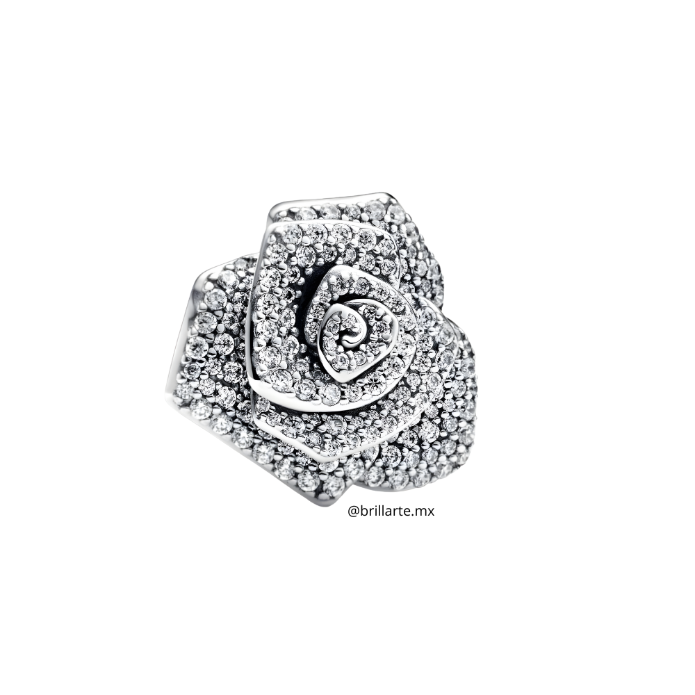 Charm flor oversize plateada