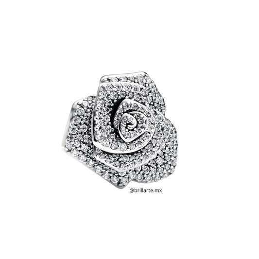 Charm flor oversize plateada