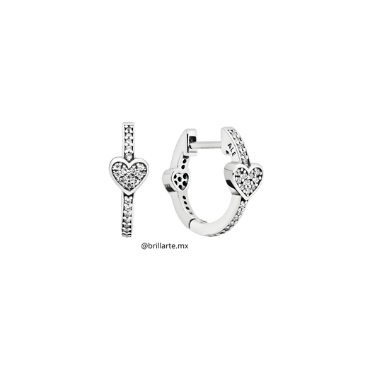 Aretes de aro corazón brillantes