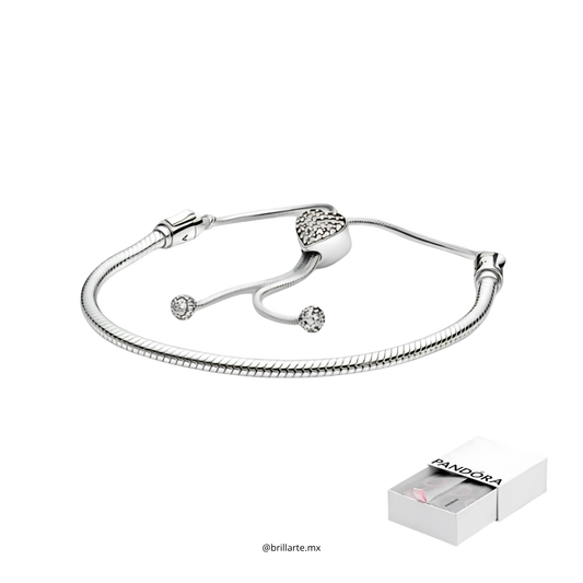 Brazalete broche deslizante corazón con logo