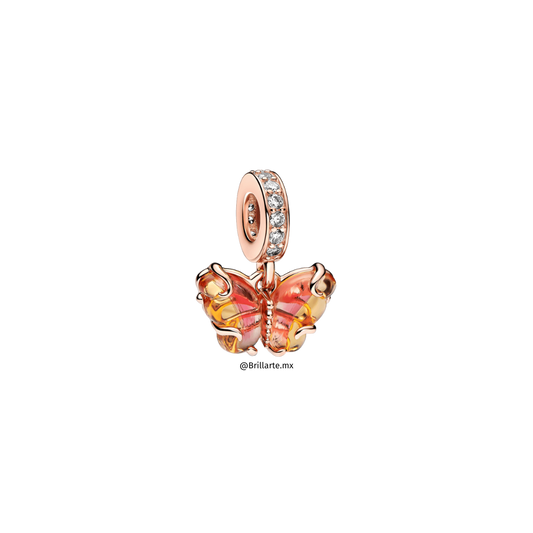Charm mariposa colgante amarilla con naranja