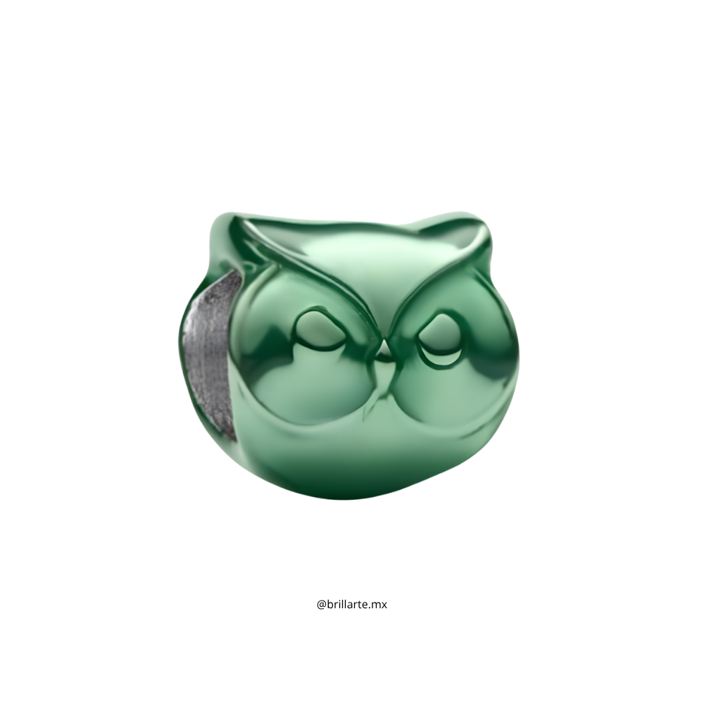 Charm búho verde