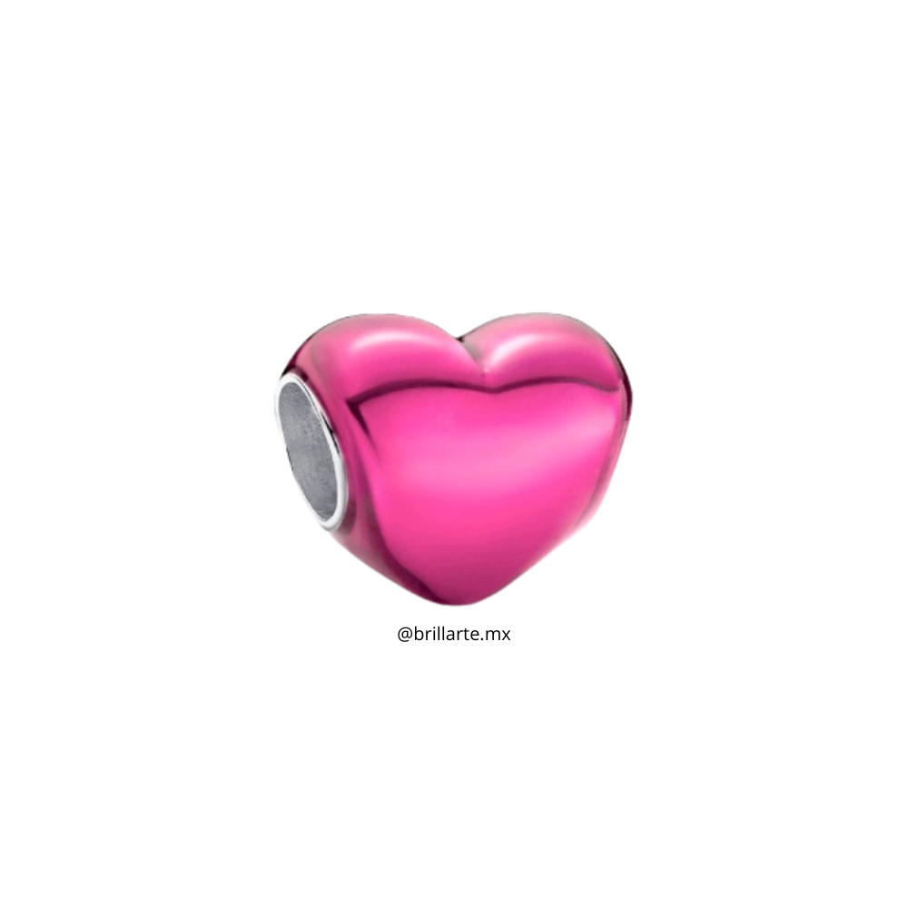 Charm corazón metálico rosa