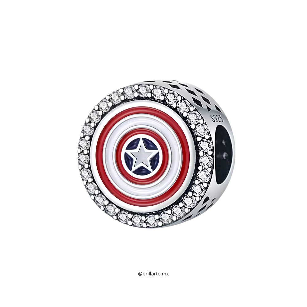Charm escudo Capitán América brillante