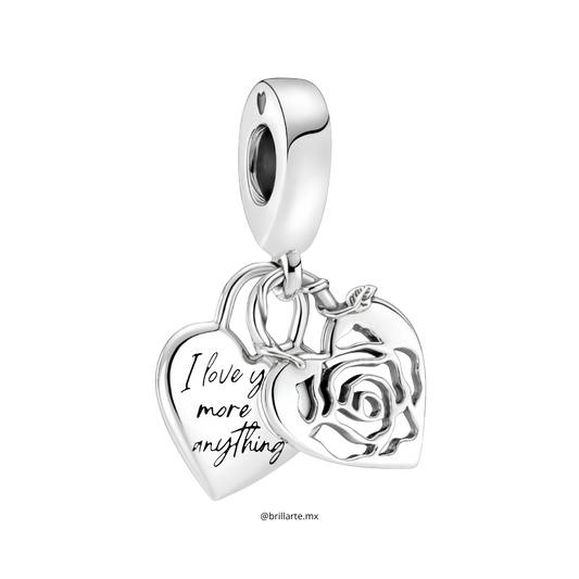 Charm colgante Candado del corazón con rosa