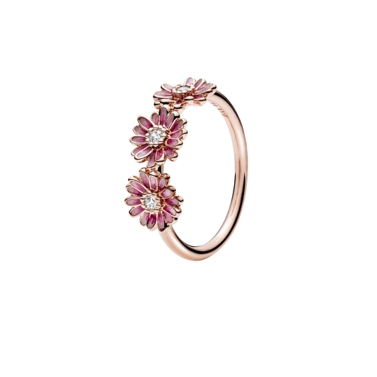 Anillo trio de margaritas rose gold