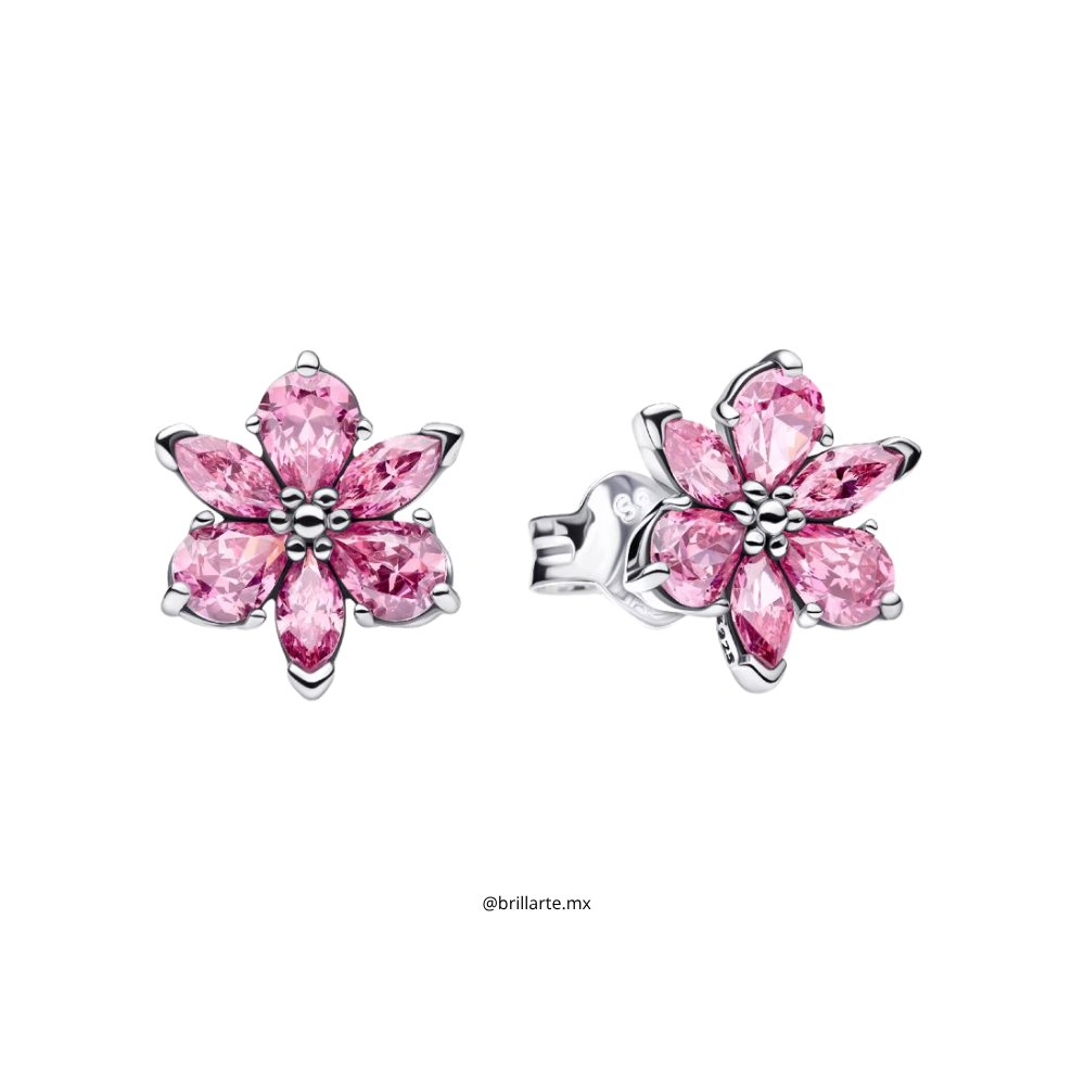 Aretes herbario flor rosa