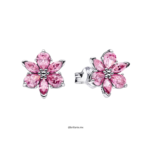 Aretes herbario flor rosa