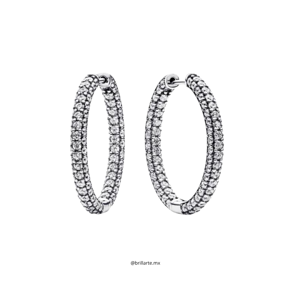 Aretes de aro hilera de pavé